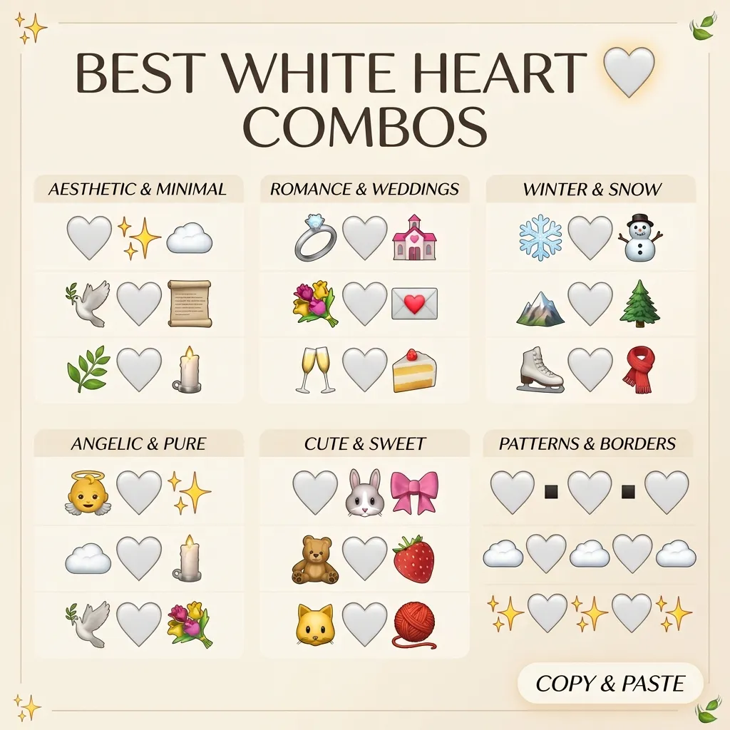 Best emoji white heart combos copy & paste