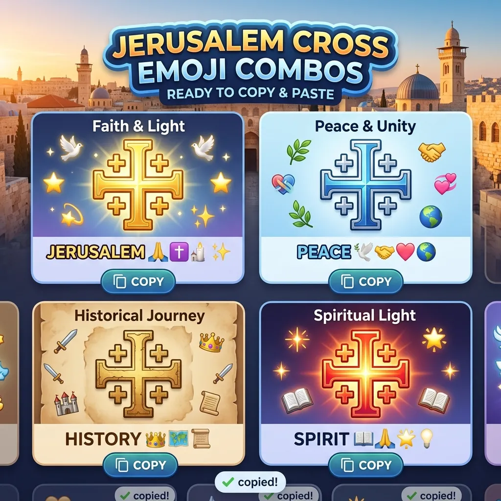 Best jerusalem cross emoji combos copy & paste